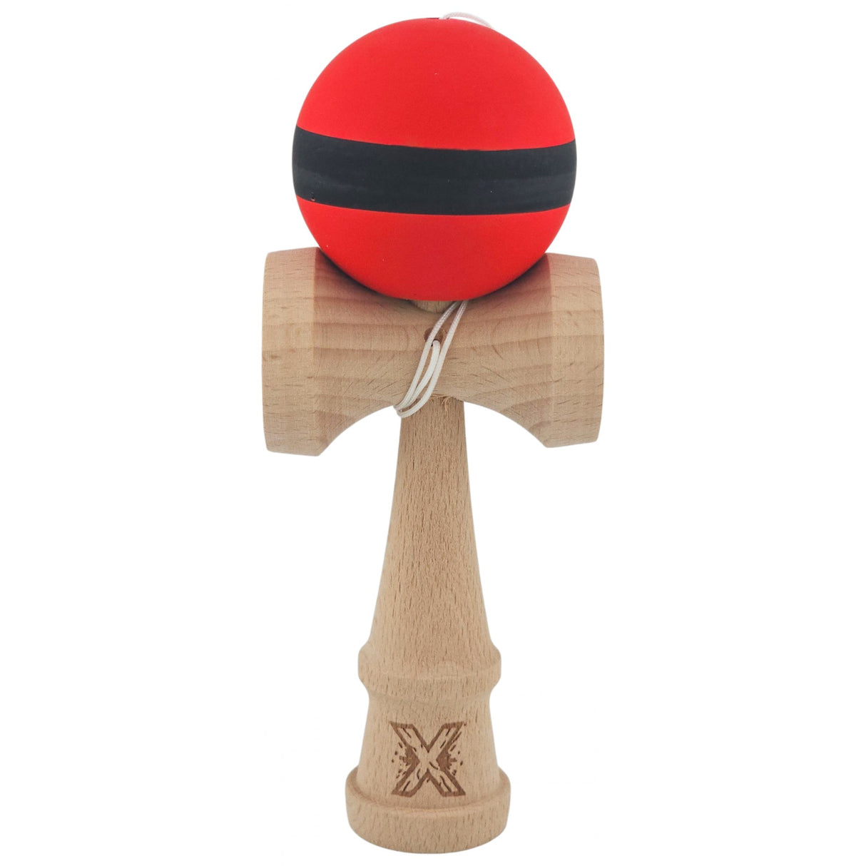 Kendama X Originala, Profesionala, Vivimall, din Lemn, Rubber Grip, 18 cm, Rosu/Negru - vivimall.ro