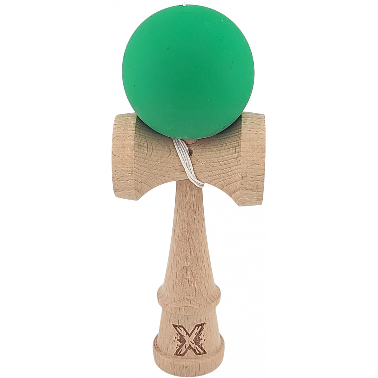 Kendama X Originala, Profesionala, Flippy, din lemn, Rubber Grip, 18 cm, Verde - vivimall.ro