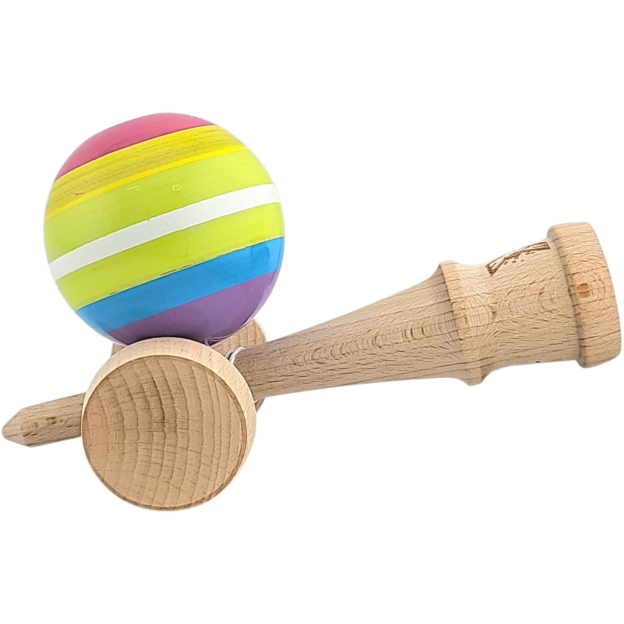 Kendama X Originala, Profesionala, Vivimall, din Lemn, Super Sticky, 18 cm, Multicolor - vivimall.ro