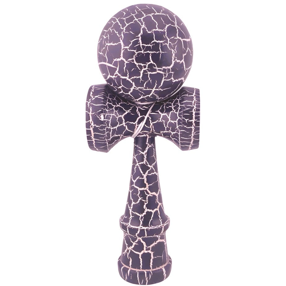 Kendama X Originala, Profesionala, Flippy, Kendama Cracked, din Lemn – 18 cm, Crack Mov/Alb - vivimall.ro