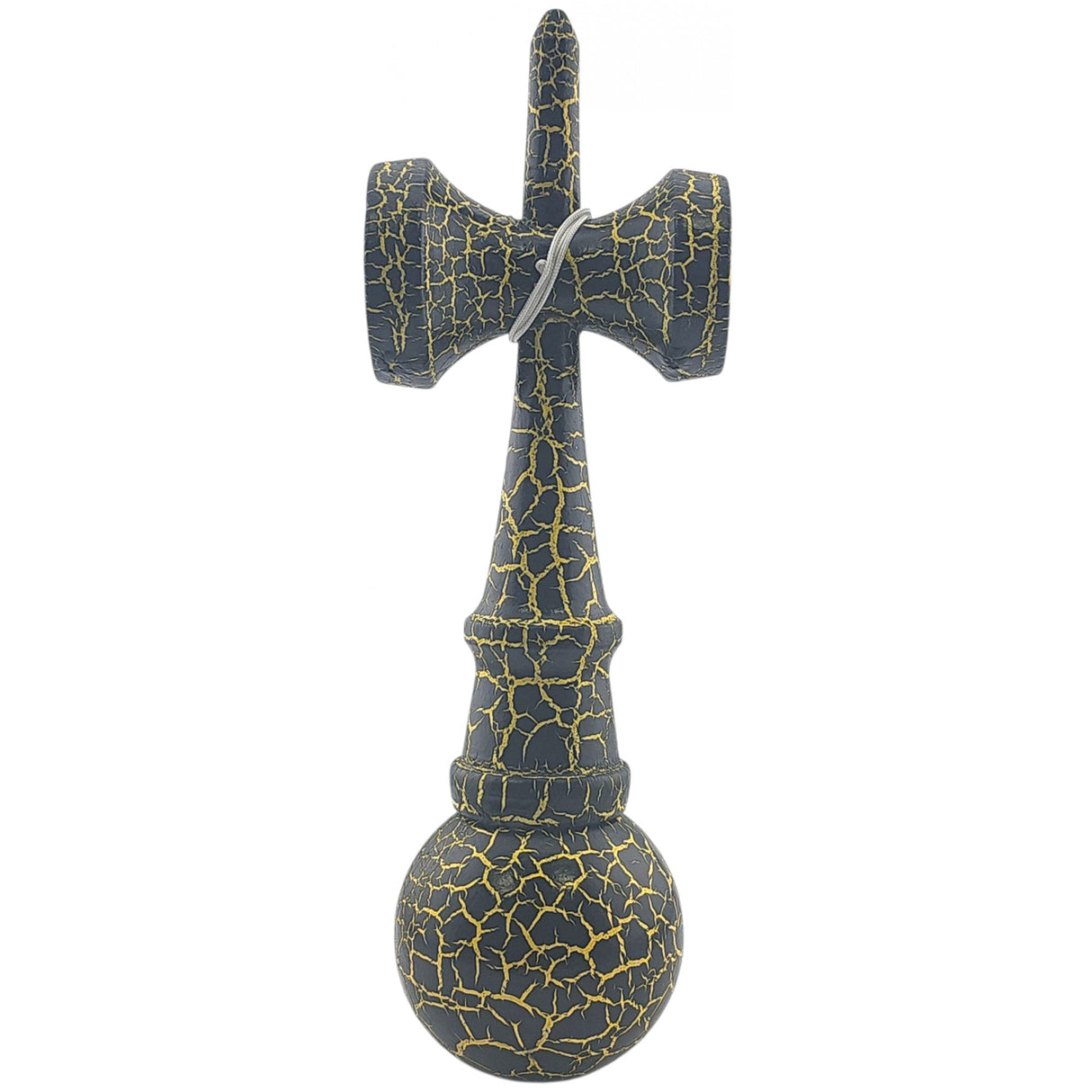 Kendama X Originala, Profesionala, Flippy, Kendama Cracked, din Lemn – 18 cm, Crack Negru/Galben