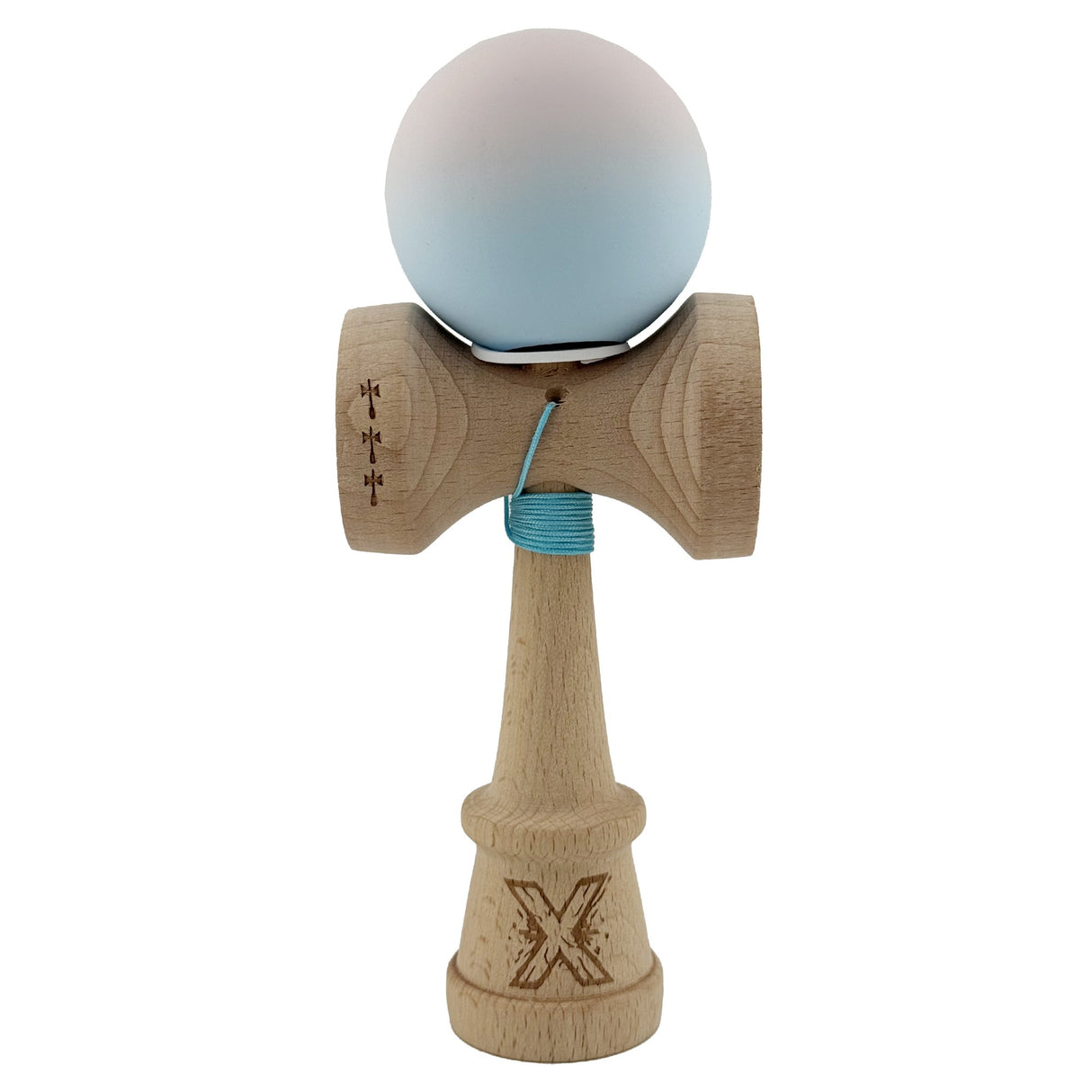 Kendama X Originala, Profesionala, Vivimall, Big Cups V3, Rubber Grip model lila/turcoaz - vivimall.ro