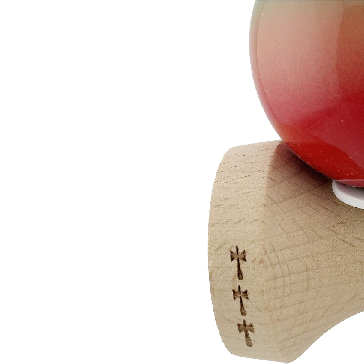 Kendama X Originala, Profesionala, Flippy, Super Sticky cu Cupe Mari KING SIZE V3, Gaura in Baza, Rulment Metalic, din lemn 18 cm, Ata 62/65 cm, Gradient Verde/Portocaliu/Rosu - vivimall.ro