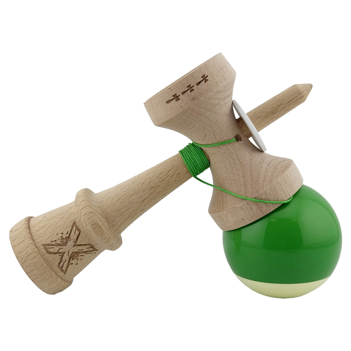 Ață colorată de 62–65 cm a kendamei profesionale verde/alb, flexibilă și rezistentă