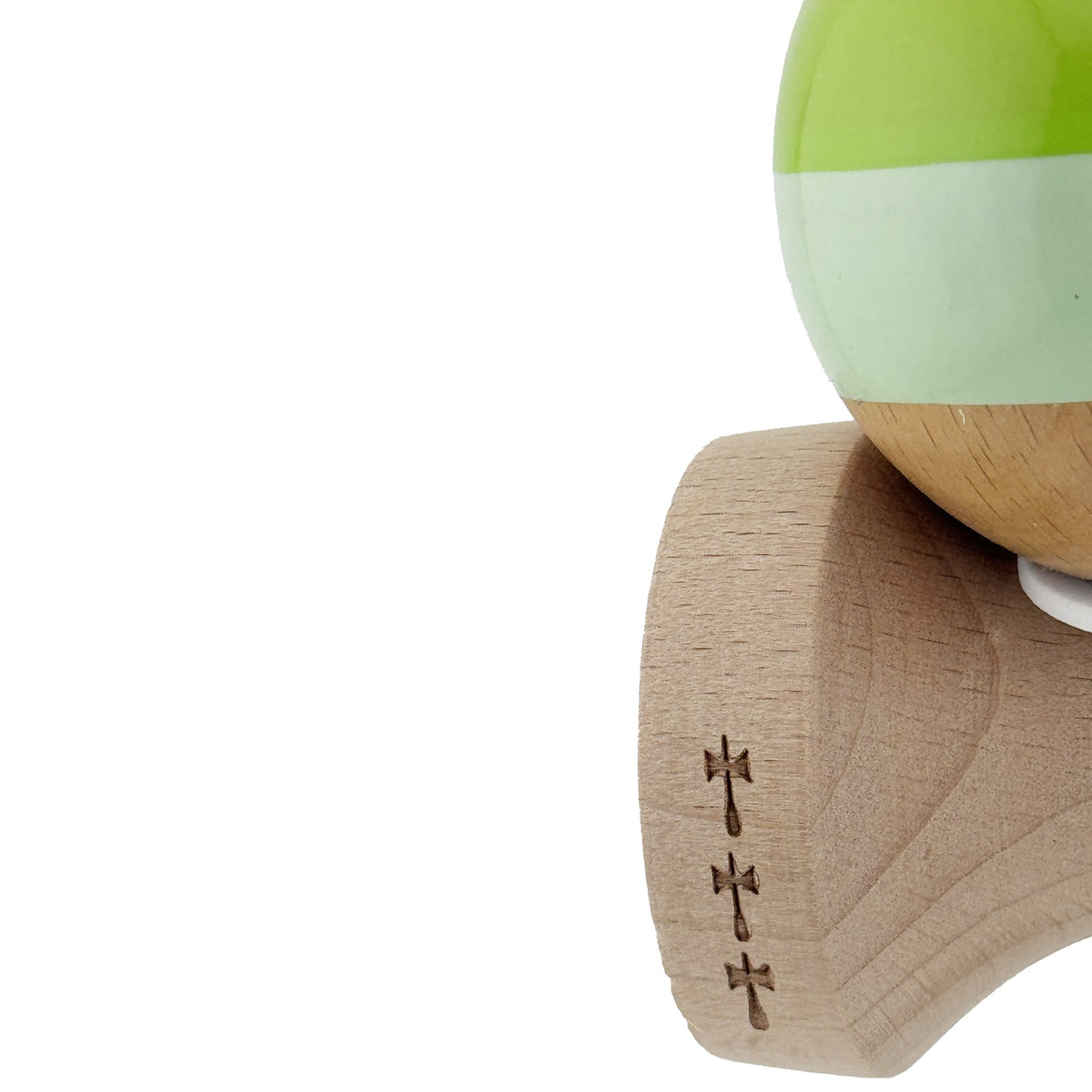 Kendama X Originala, Profesionala, Flippy, Super Sticky cu Cupe Mari KING SIZE V3, Gaura in Baza, Rulment Metalic, din lemn 18 cm, Ata 62/65 cm, Special Verde degrade - vivimall.ro