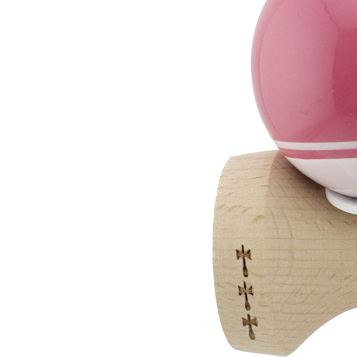 Kendama X Originala, Profesionala, Flippy, Super Sticky cu Cupe Mari KING SIZE V3, Gaura in Baza, Rulment Metalic, din lemn 18 cm, Ata 62/65 cm, Special Roz/Alb - vivimall.ro