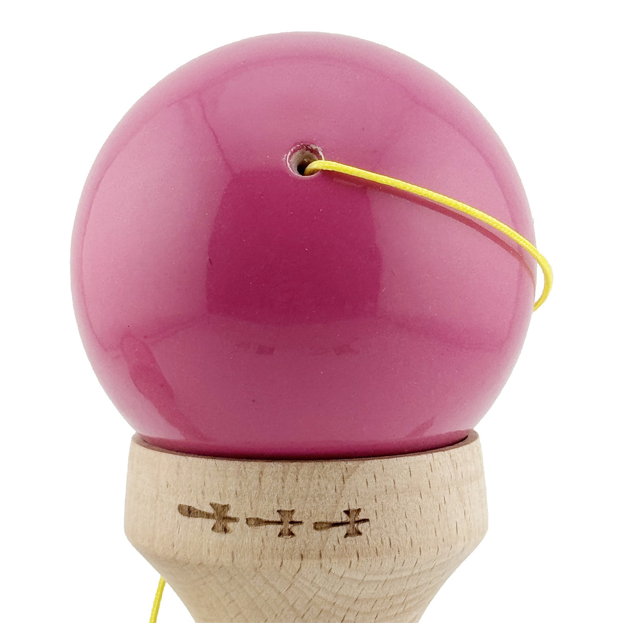 Kendama X Originala, Profesionala, Vivimall, Super Sticky cu Cupe Mari KING SIZE V3, Gaura in Baza, Rulment Metalic, din lemn 18 cm, Ata 62/65 cm, Bicolor Roz inchis/Alb - vivimall.ro