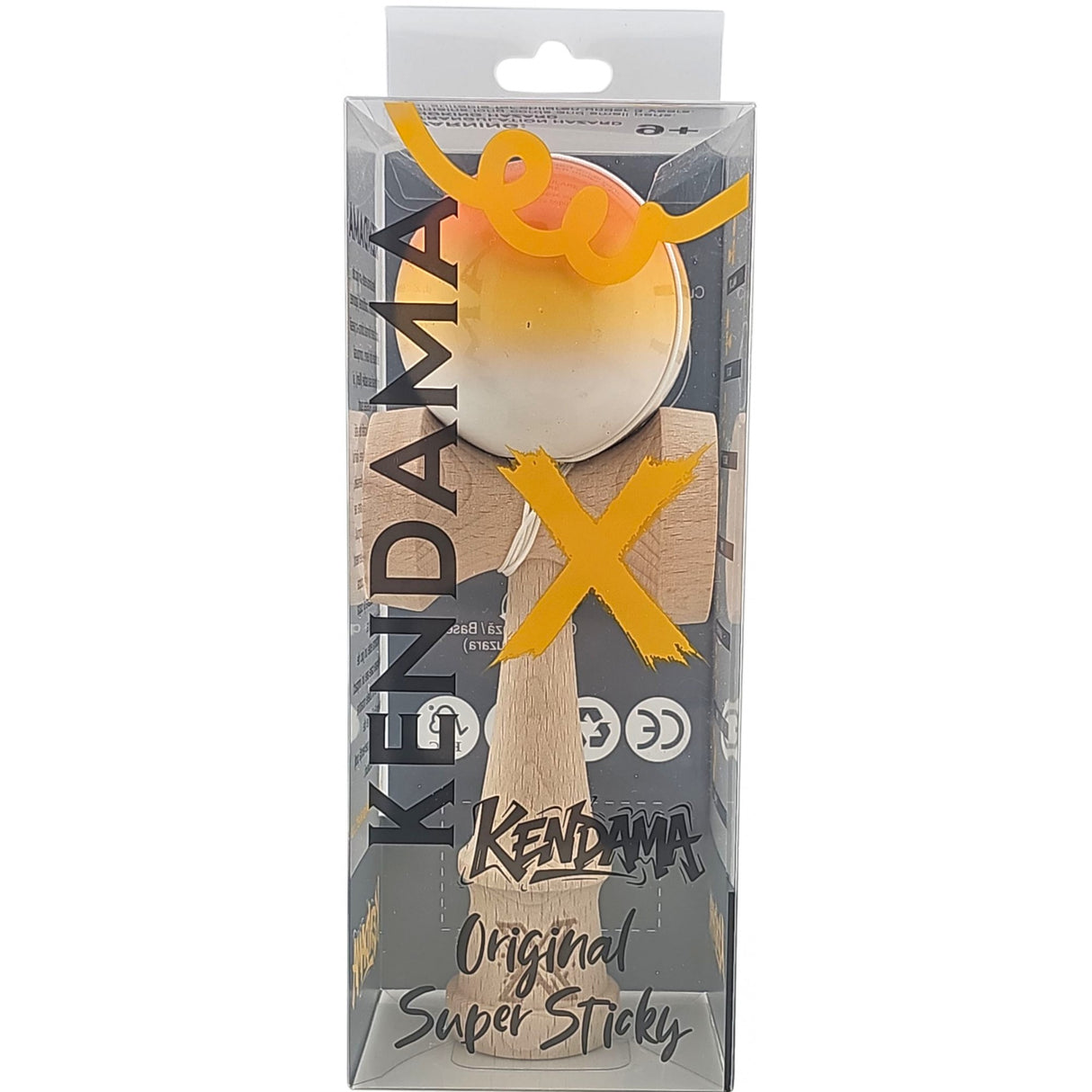 Kendama X Originala, Profesionala, Vivimall, Super Sticky din Lemn, 18 cm, Gradient Portocaliu/Galben/Alb - vivimall.ro