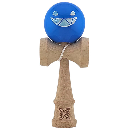 Kendama X Originala, Profesionala Limited Crazy Smile, Flippy, din Lemn, Super Stiky, 18 cm, Albastru
