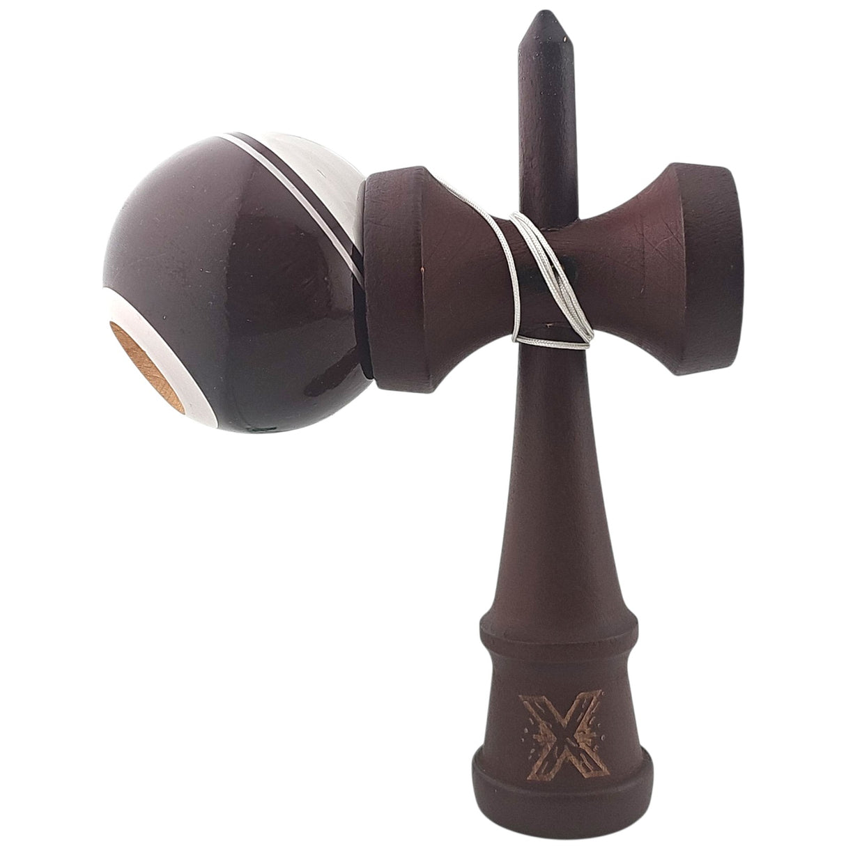 Kendama X Originala, Profesionala Limited, Vivimall, din Lemn, Super Sticky, 18 cm, Alb/Maro inchis - vivimall.ro