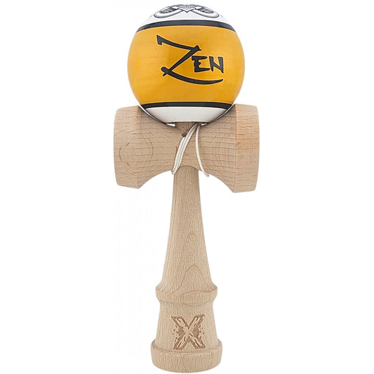 Kendama X Originala, Profesionala, Zen din Lemn, Super Sticky, 18 cm, Auriu/Alb/Negu - vivimall.ro