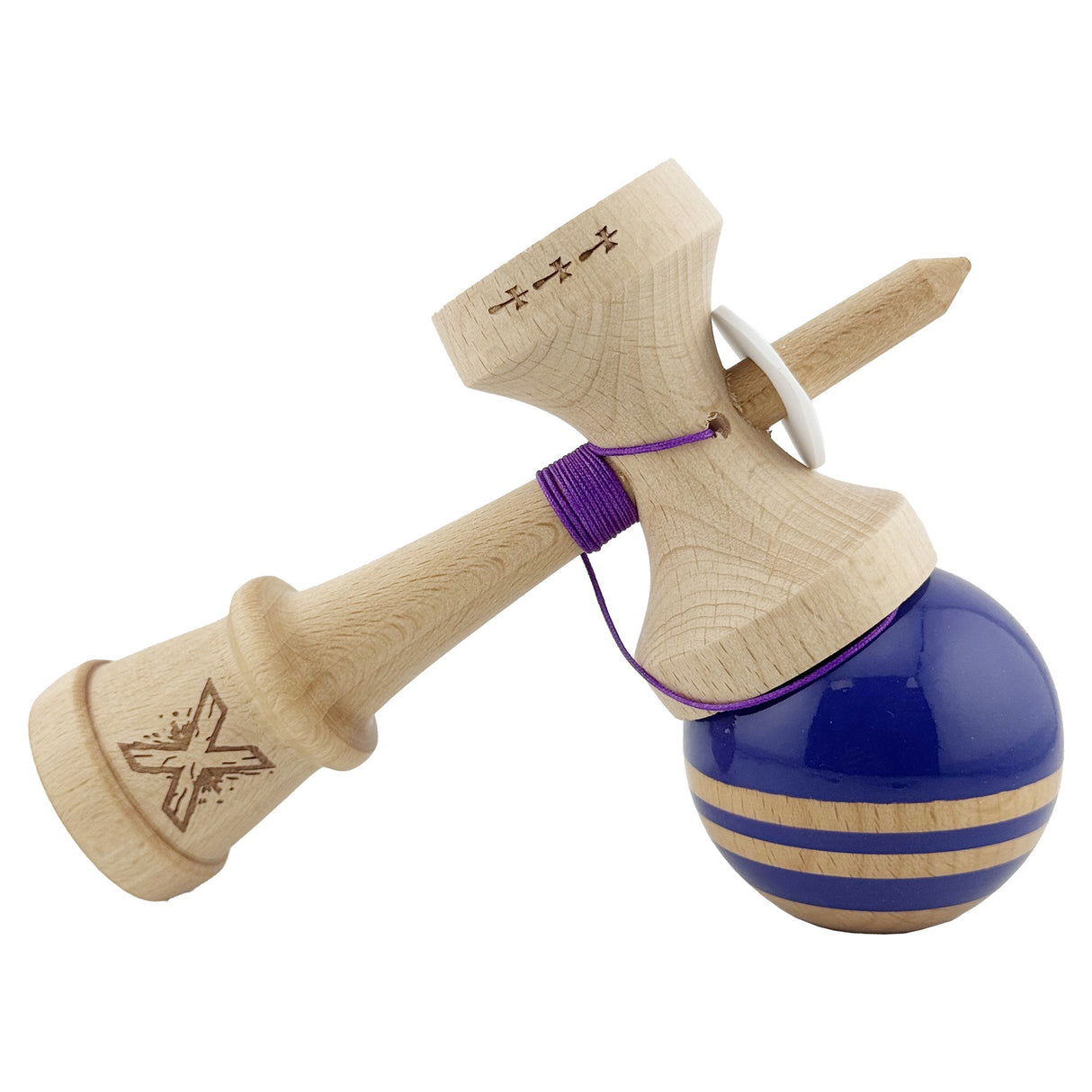 Kendama Originala X - Rainbow, Super Sticky, V3 King Size Cup, Gaura in Baza, Profesionala, Vivimall, din Lemn, 18 cm, Violet