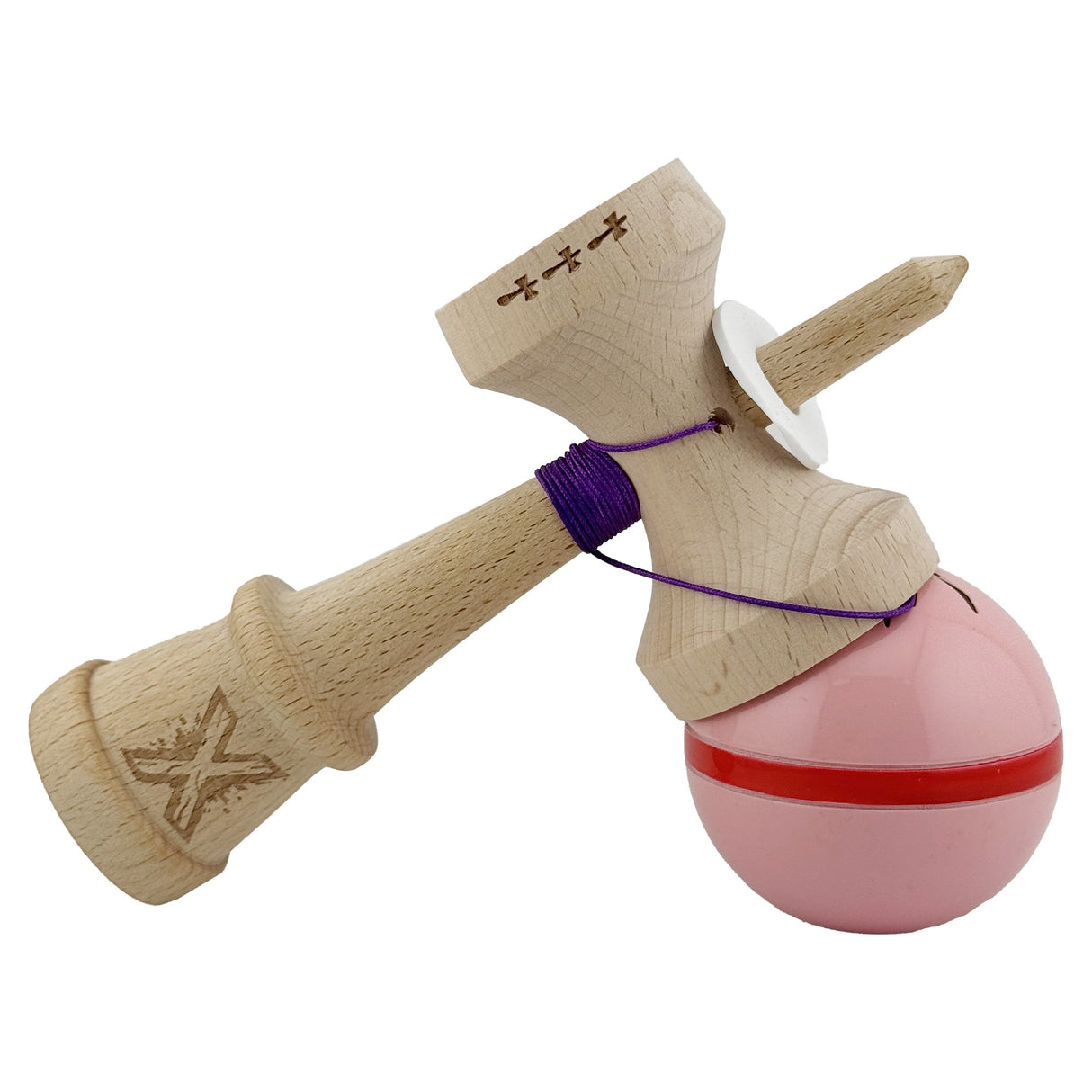 Kendama Originala X - Silken, Super Sticky, V3 King Size Cup, Gaura in Baza, Profesionala, Vivimall, din Lemn, 18 cm, Pink - vivimall.ro