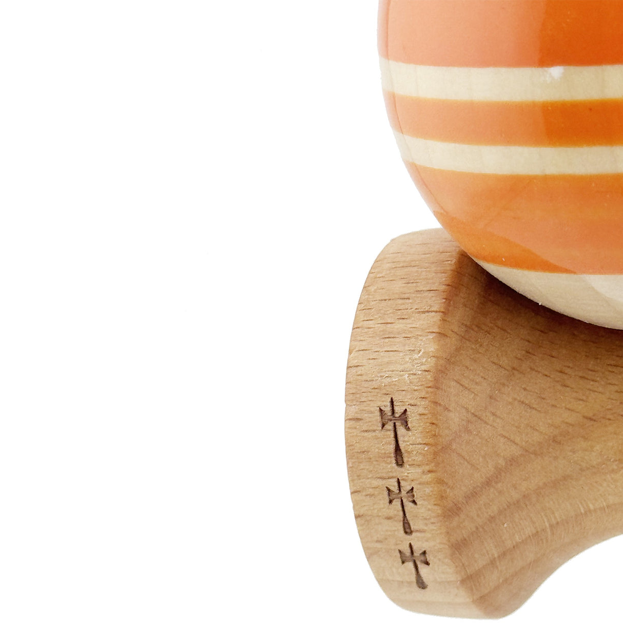 Kendama X Rainbow Originala, Profesionala, Flippy, Big Cups V2, Super Sticky cu Cupe Mari, Rulment Metalic, din lemn 18 cm, Ata 55 cm, Portocaliu/Maro - vivimall.ro