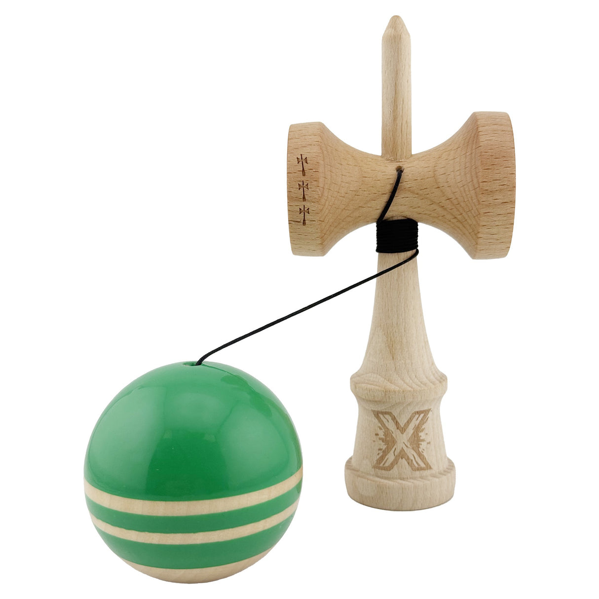 Kendama Originala X - RAINBOW , Profesionala, Vivimall, din Lemn, 18 cm, Verde -largel balls+large handle +Original Super Sticky - vivimall.ro