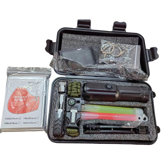 Kit Supravietuire Multifunctional, Instrumente Profesionale, Tip Valiza, Pentru Camping, Drumetii, Aventuri In Aer Liber, 130X210 Cm, Negru - vivimall.ro
