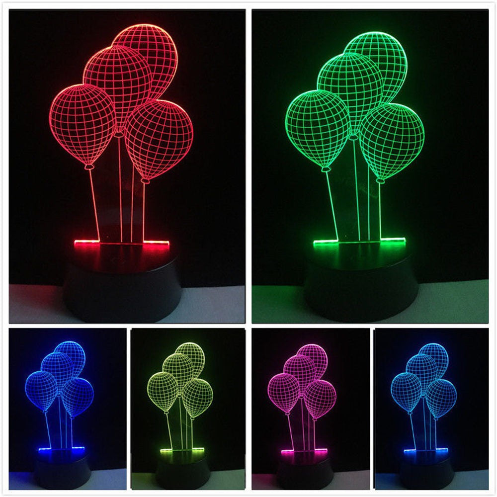 Lampa de Veghe cu Baterii/USB 3D Model Baloane Multicolor - vivimall.ro