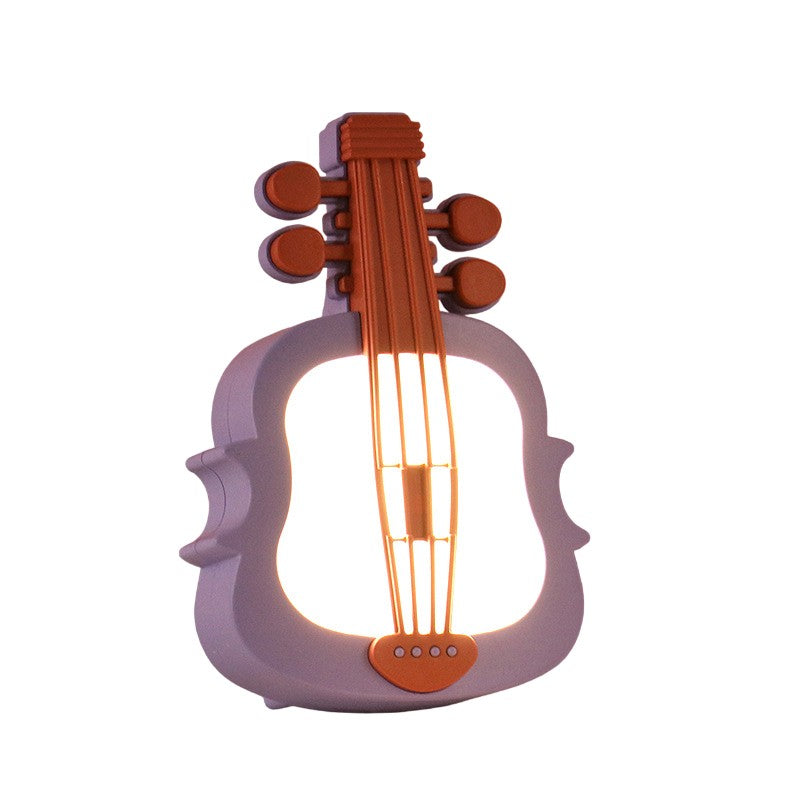 Lampa de Veghe, Vivimall, cu Protectie pentru Ochi, Model Violina, Lumina Calda, Incarcare USB, ABS, 14.3x5x9.9 cm, Mov/ Portocaliu - vivimall.ro