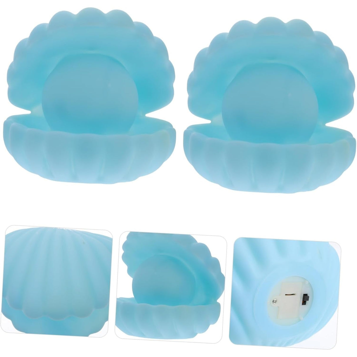 Lampa de Veghe, Vivimall, Model Scoica cu Perla, Lumina Calda, 10 x 8.5 cm, Led, Baterii Incluse 3 x LR44, Albastru - vivimall.ro