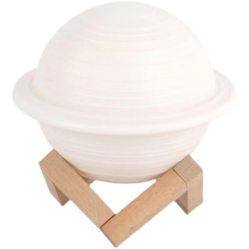 Lampa de Veghe, Vivimall, Model Planeta Saturn, 3D, Lumina Alb Cald, Suport din Plastic, cu Baterii, 13 cm, Alb - vivimall.ro