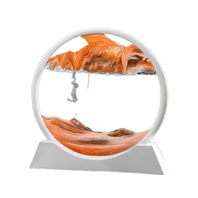 Clepsidra decorativa Vivimall, imagine 3D dinamica, nisipuri miscatoare, 25x26.5 cm, cadru alb, Auriu - vivimall.ro