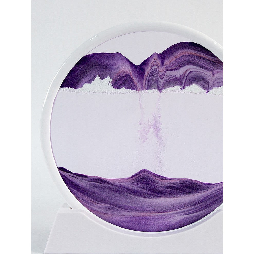 Clepsidra decorativa Vivimall, imagine 3D dinamica, nisipuri miscatoare, 25x26.5 cm, cadru alb, Mov - vivimall.ro