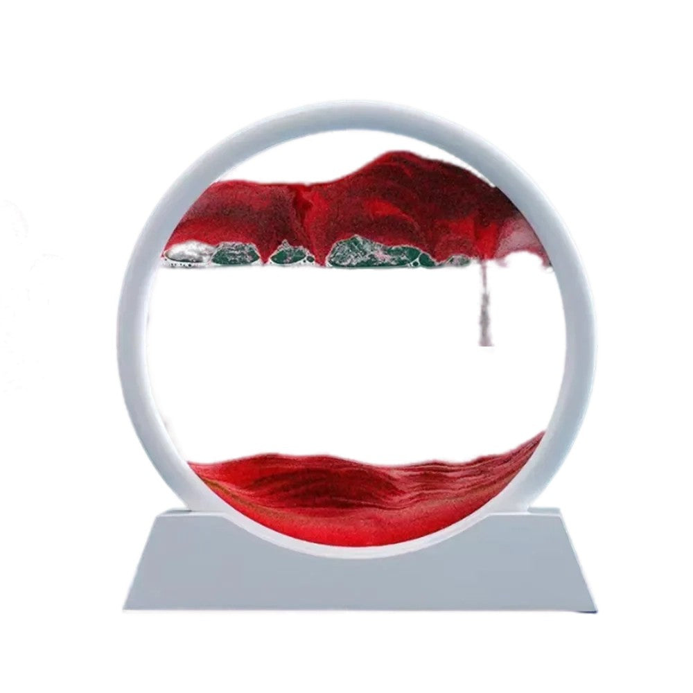 Clepsidra decorativa, Vivimall, imagine 3D dinamica, nisipuri miscatoare, 25x26.5 cm, cadru alb, Rosu - vivimall.ro