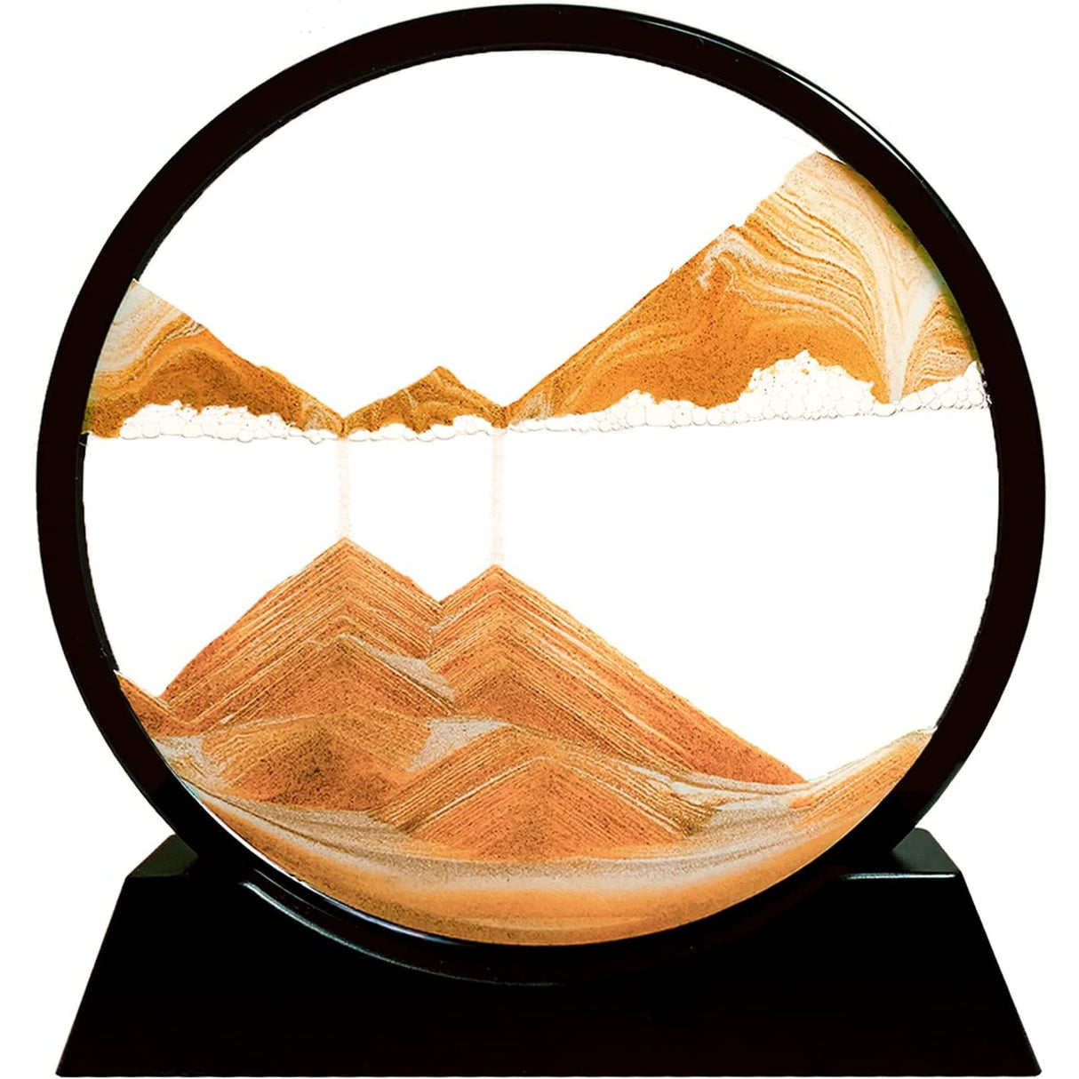 Clepsidra decorativa Vivimall, imagine 3D dinamica, nisipuri miscatoare, 25x26.5 cm, cadru negru, Auriu - vivimall.ro