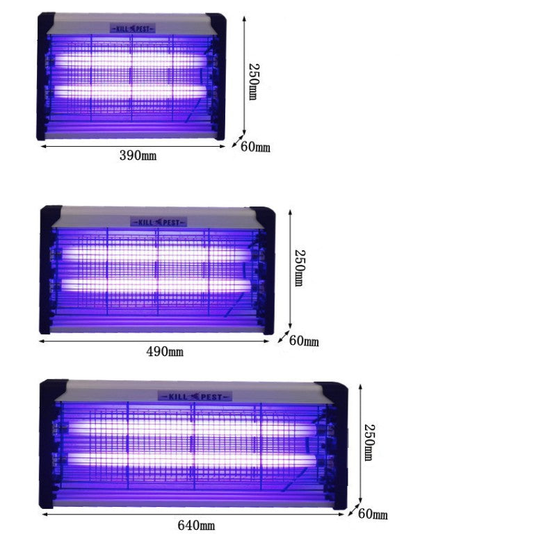 Lampa Electrica UV Anti Insecte, Vivimall, Lumina Neon, 2 tuburi cu putere de 30W, Suspensie Perete, Carcasa din Plastic Metalica, 49 x 25 x 6 cm Alb Negru