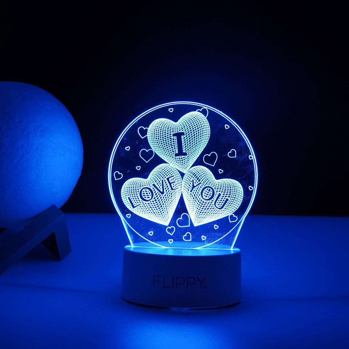 Lampa LED decorativa, Vivimall, 3D, cu text "I love you", doua moduri de alimentare USB si baterii, 20 cm inaltime, din material acril si lumina multicolora, alb - vivimall.ro