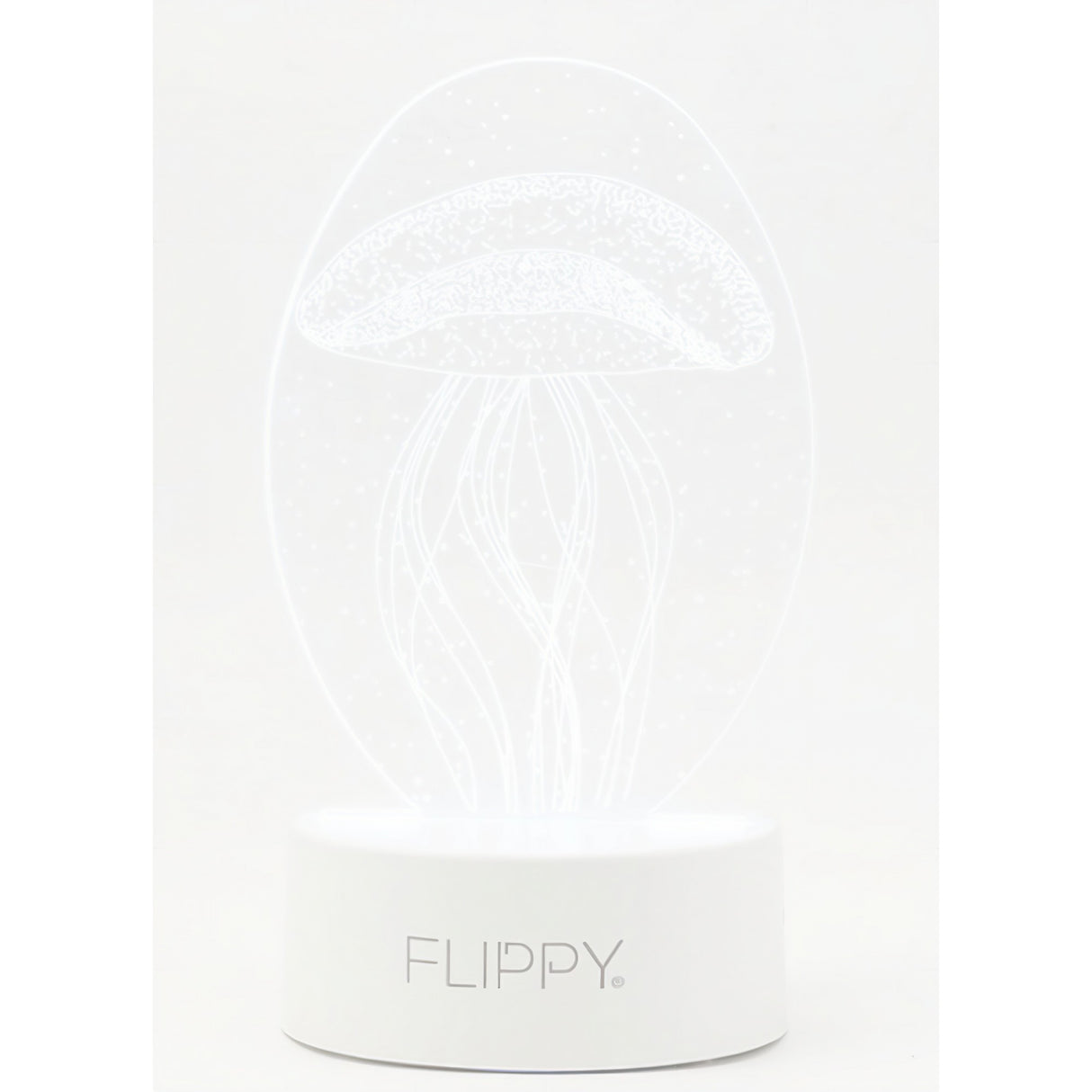 Lampa LED decorativa, Flippy, 3D, Meduza, din material acril si lumina multicolora, alb