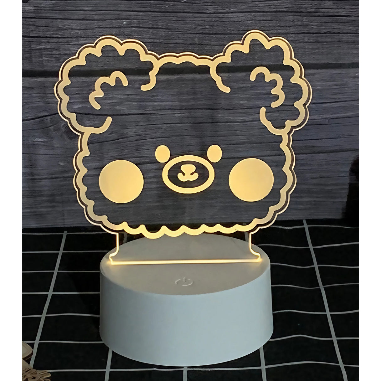 Lampa LED decorativa, Flippy, 3D, Ursulet, din material acril si lumina multicolora, alb - vivimall.ro