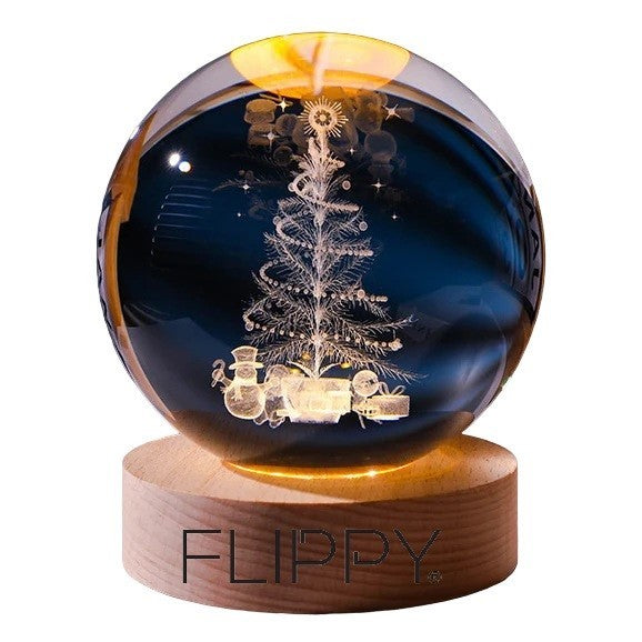 Lampa Led Decorativa, Cu Bila De Cristal Cu Diametru 6Cm, Alimentare Usb, Suport Din Lemn, Lumina - vivimall.ro