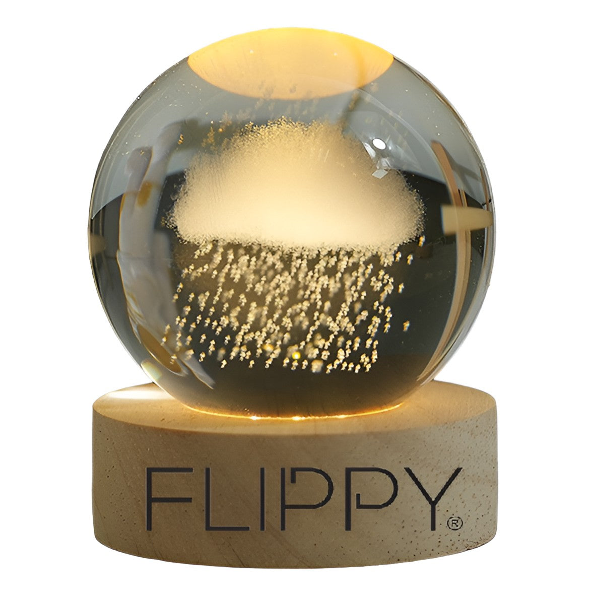 Lampa Led Decorativa, Cu Bila De Cristal Cu Diametru 6Cm, Alimentare Usb, Suport Din Lemn, Lumina - vivimall.ro