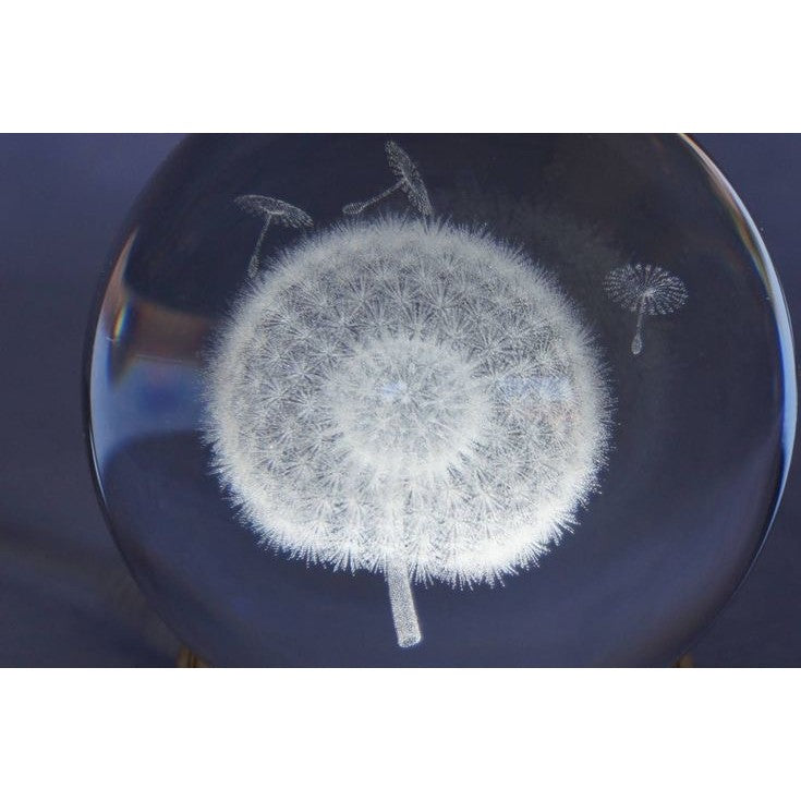 Lampa Led Decorativa, Cu Bila De Cristal Cu Diametru 6Cm, Alimentare Usb, Suport Din Lemn, Lumina