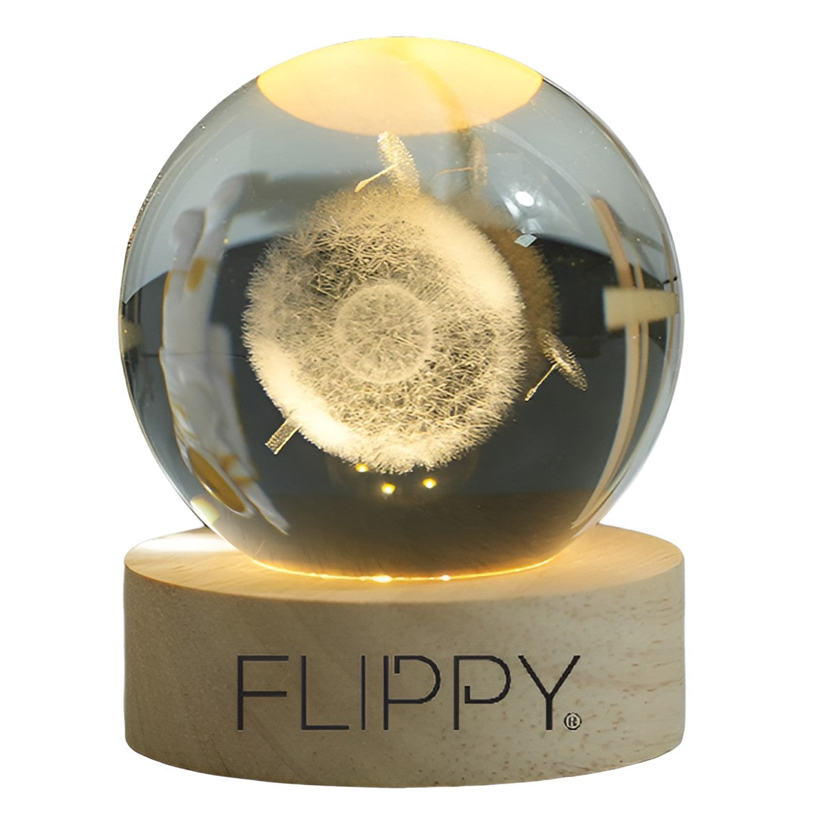 Lampa Led Decorativa, Cu Bila De Cristal Cu Diametru 6Cm, Alimentare Usb, Suport Din Lemn, Lumina - vivimall.ro