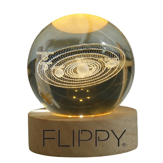 Lampa Led Decorativa, Cu Bila De Cristal Cu Diametru 6Cm, Alimentare Usb, Suport Din Lemn, Lumina - vivimall.ro