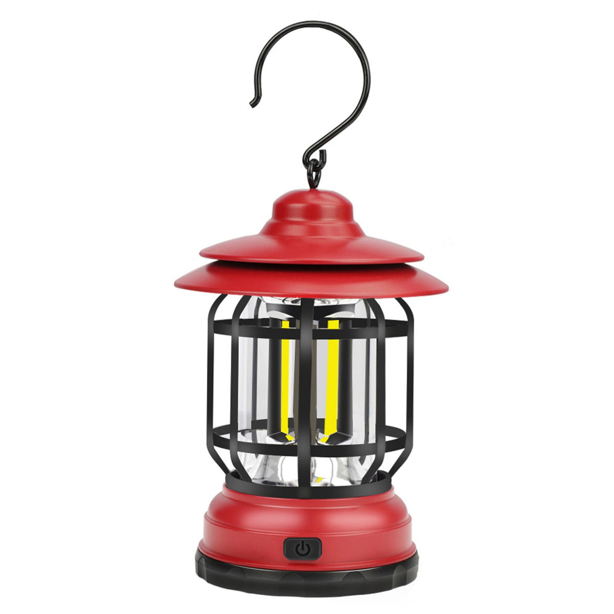 Portable camping light, vintage lantern with hook, ABS, 21 COB LED lighting, adjustable intensity, 5W, reversible, red rechargeable - vivimall.ro