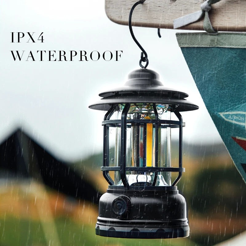 Lampa Portabila Camping, Felinar Vintage Cu Carlig, Abs, Iluminare 21 Cob Led, Intensitate Reglabila, 5W - vivimall.ro