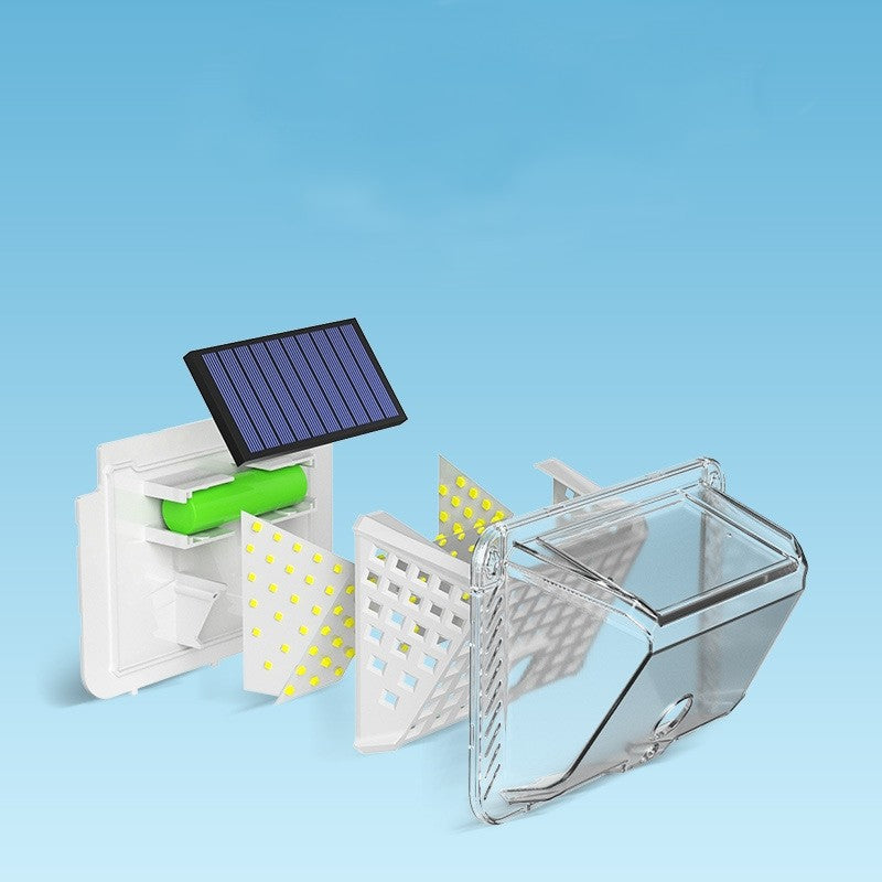 Lampa solara de perete Vivimall, 90 LED-uri SMD, senzor de miscare, IP65, 1200mAh, material ABS, lumina alb rece, alb