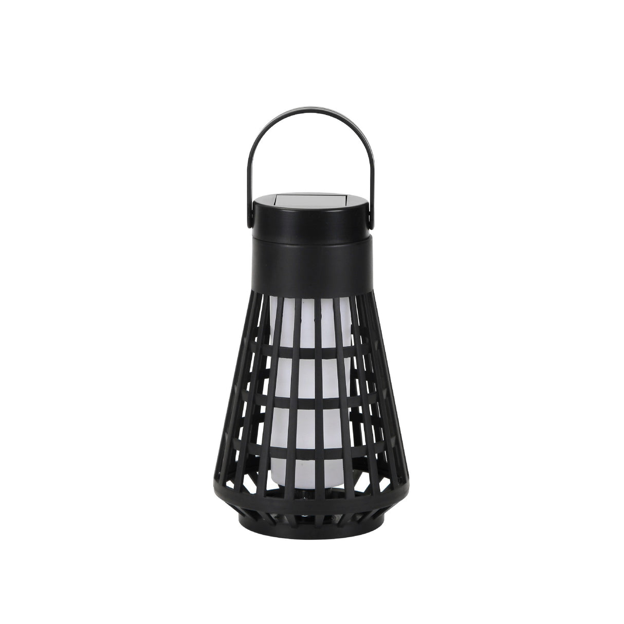 Lampa Solara pentru Gradina, Vivimall, Reincarcabila de la Soare, Model Felinar, Portabila cu Picior, Lumina Calda, 12 cm, Negru