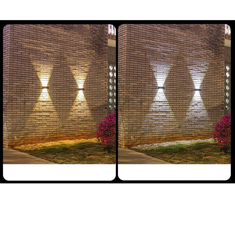 Lampa solara LED bidirectionala Vivimall, cu panou ajustabil, comutator culoare lumina, pentru perete, scari, gradina, terasa, 16 x 6.5 cm, 6 LED-uri, material ABS, baterie 3.7 V, 1200mah, multicolor