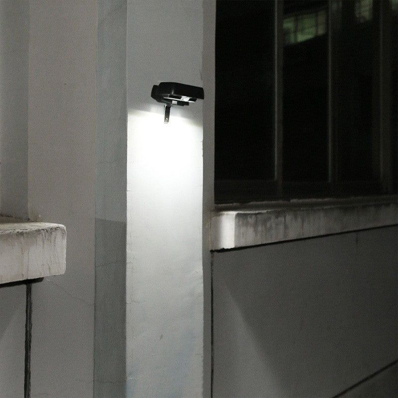 Lampa solara LED dreptunghiulara pentru perete Vivimall, 18 x 7 cm, senzor miscare, 6V, ABS, 2200mAh, rezistent la apa, culoare alb rece, suport negru