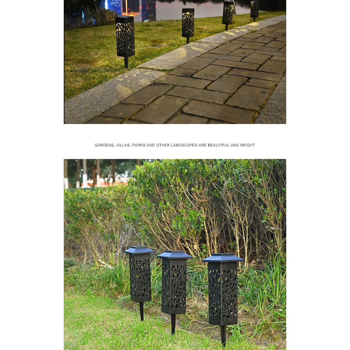 Lampa solara LED Vivimall, tip felinar cu acoperis, pentru gradina, inaltime 30.2 cm, putere 0.2W, 1.2V, 600mAh, alb cald