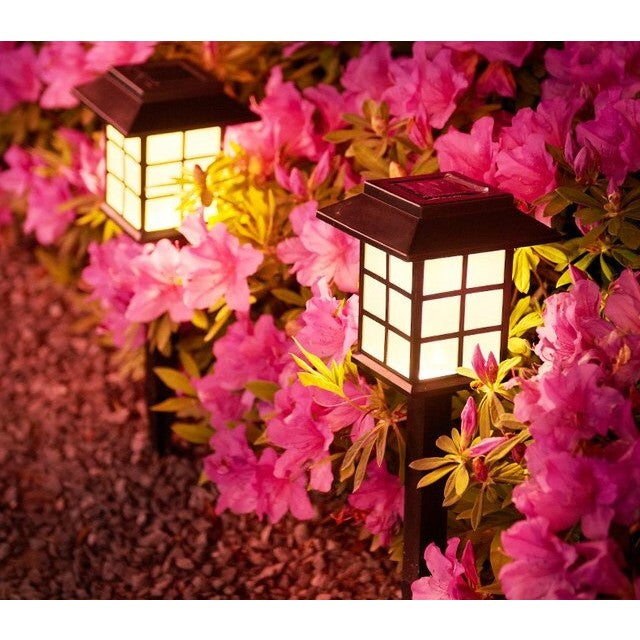 Set 2 Lampa solara Led pentru gradina, Tip felinar, Flippy, Alb cald