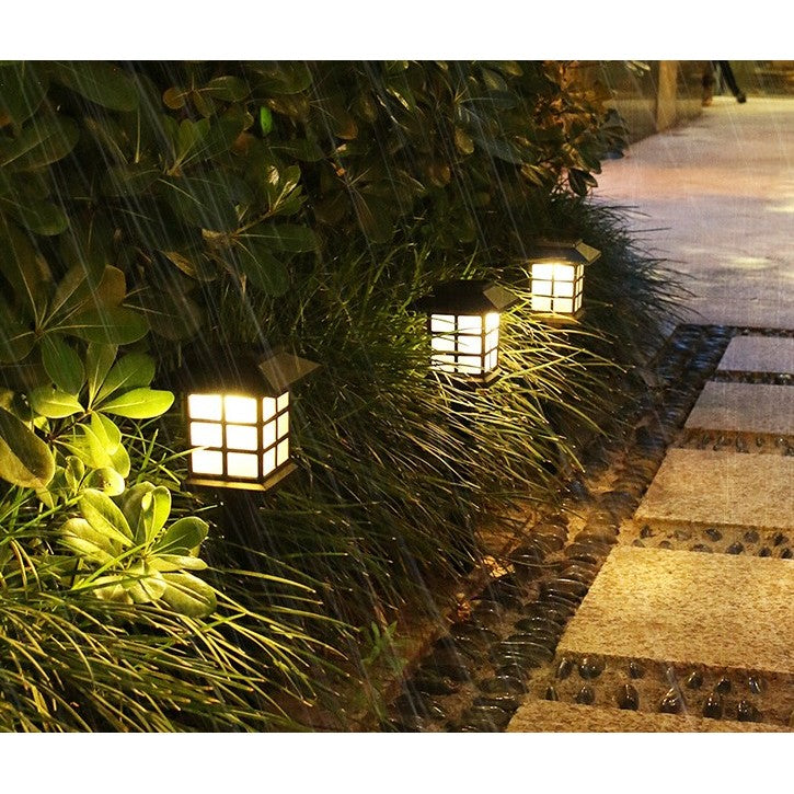 Set 2 Lampa solara Led pentru gradina, Tip felinar, Flippy, Alb cald