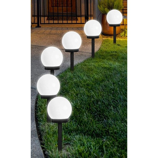 Set 2 Lampi Solare LED, Sferice, Tip Glob Flippy, Diametru 10 cm, Alb rece