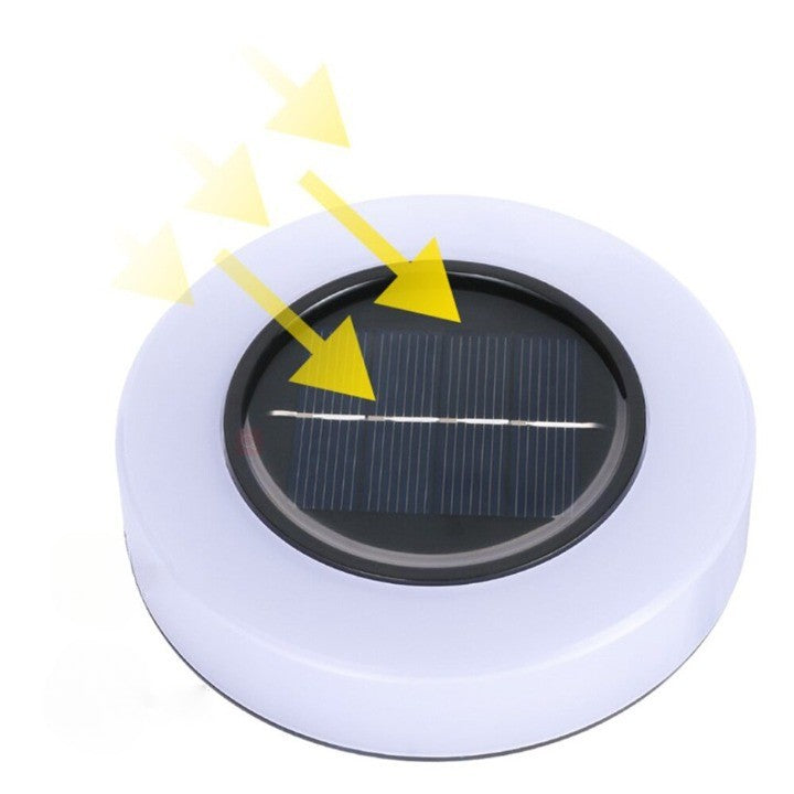 Lampa solara LED, sub forma de cerc, pentru gazon sau gradina, Rezistenta la apa, Vivimall, Alb rece