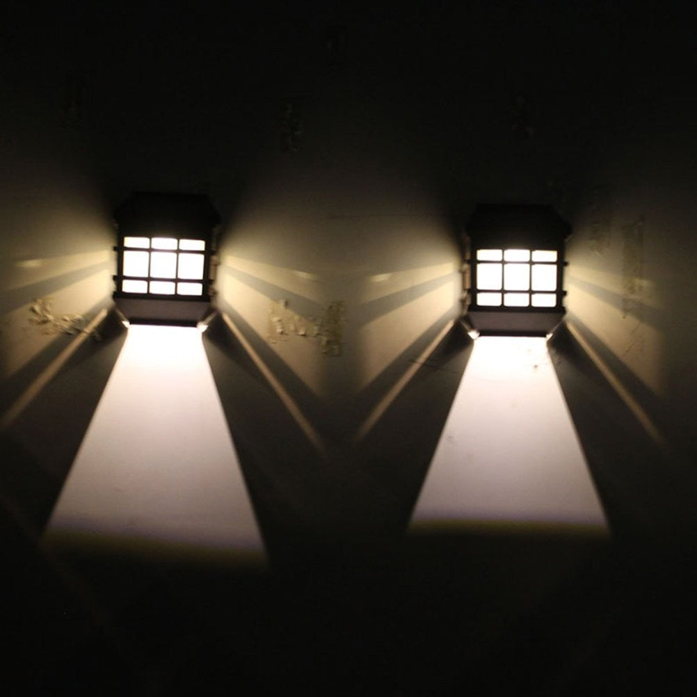 Lampa solara LED tip Felinar pentru perete Vivimall, 11.5 x 8.3cm, 1.2V, ABS, 400mAh, alb cald