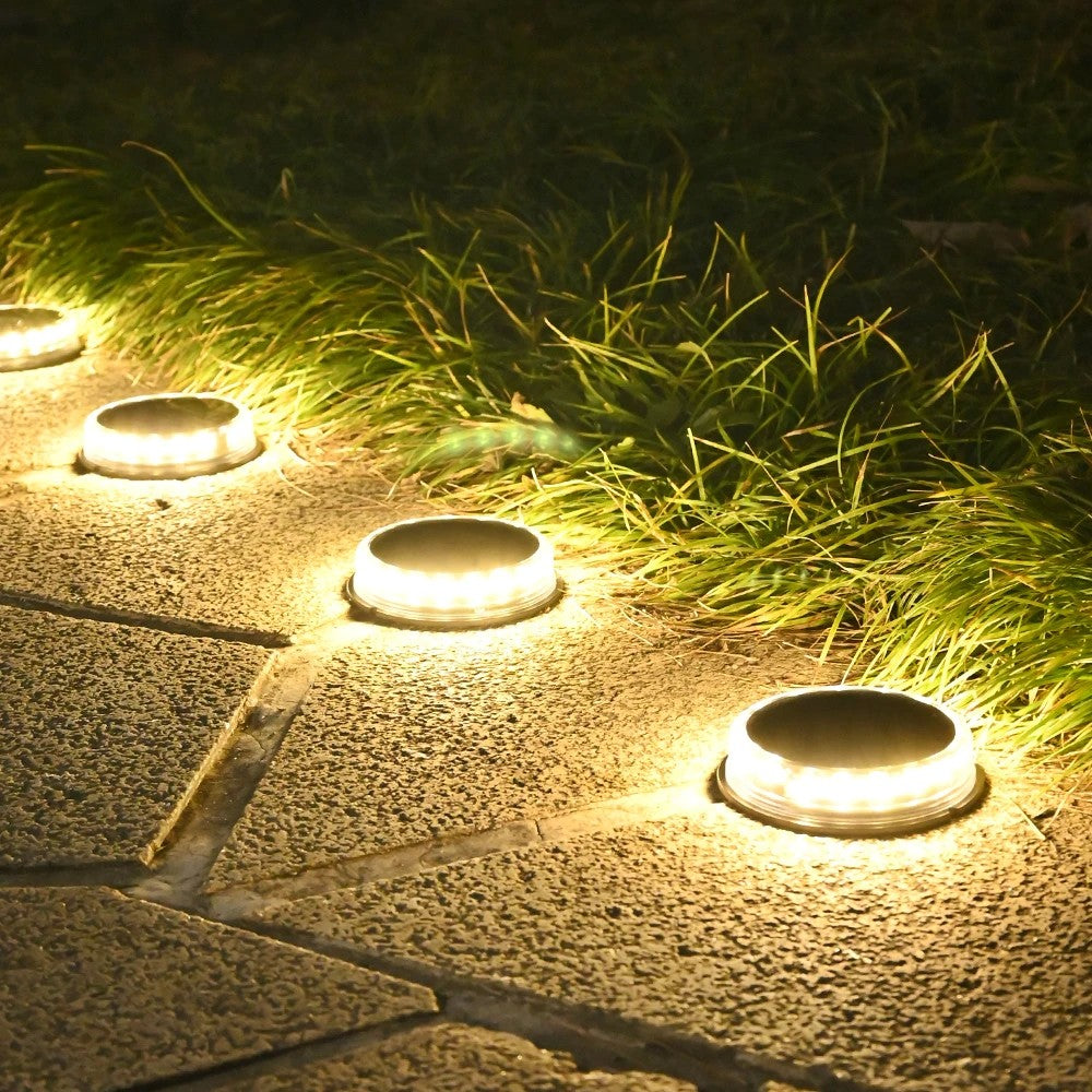 Lampa solara LED tip spot pentru gradina Vivimall, 8 LED-uri, material ABS si Policarbonat, baterie 1.2V, 600mah, 12 x 13.5 cm, alb cald